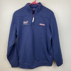 Vineyard Vines Sweater Womens S Blue 1/4 Zip Kentucky Marthas Fleece‎